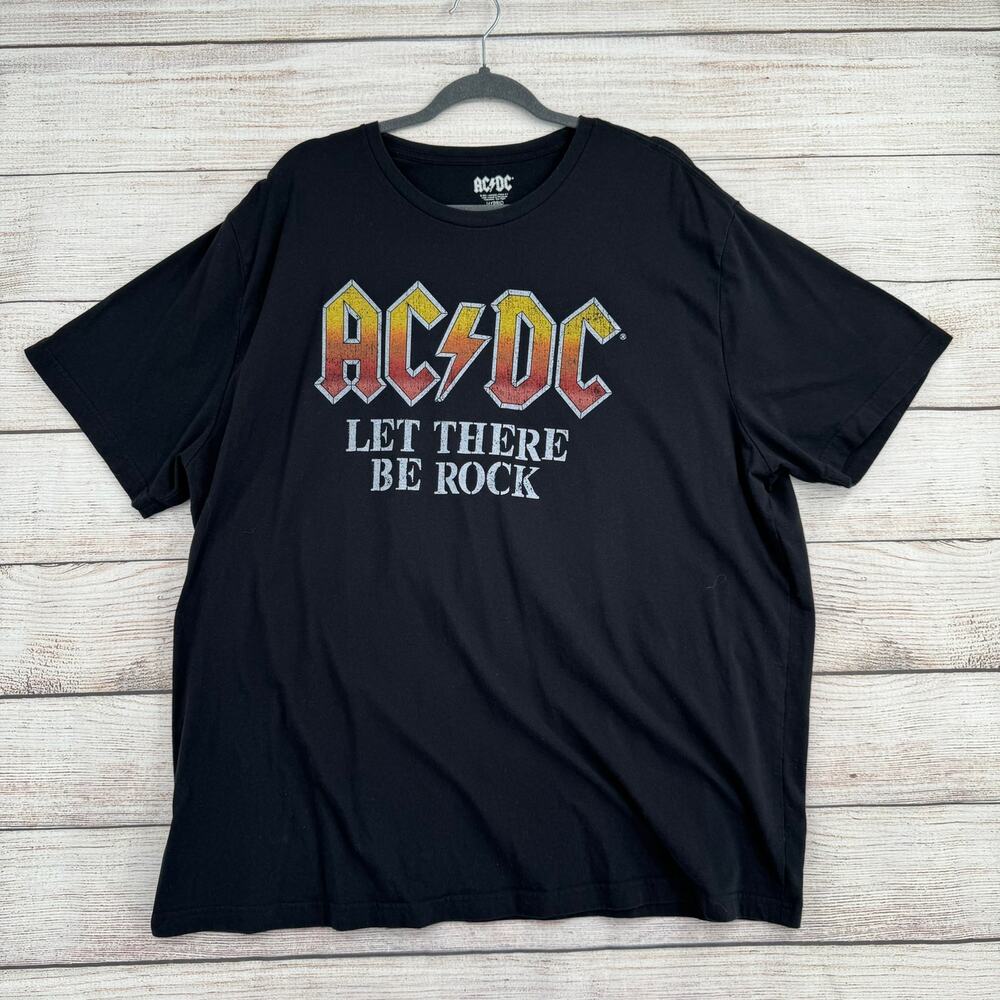 ACDC Hybrid Apparel Let There Be Rock T-Shirt Adult 2XB Black Stretch